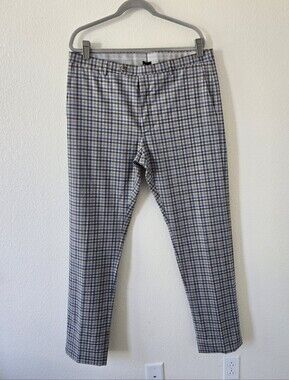 Zanella Platinum Plaid Parker 100% Wool Dress Pants Mens Size 38 Made in Italy